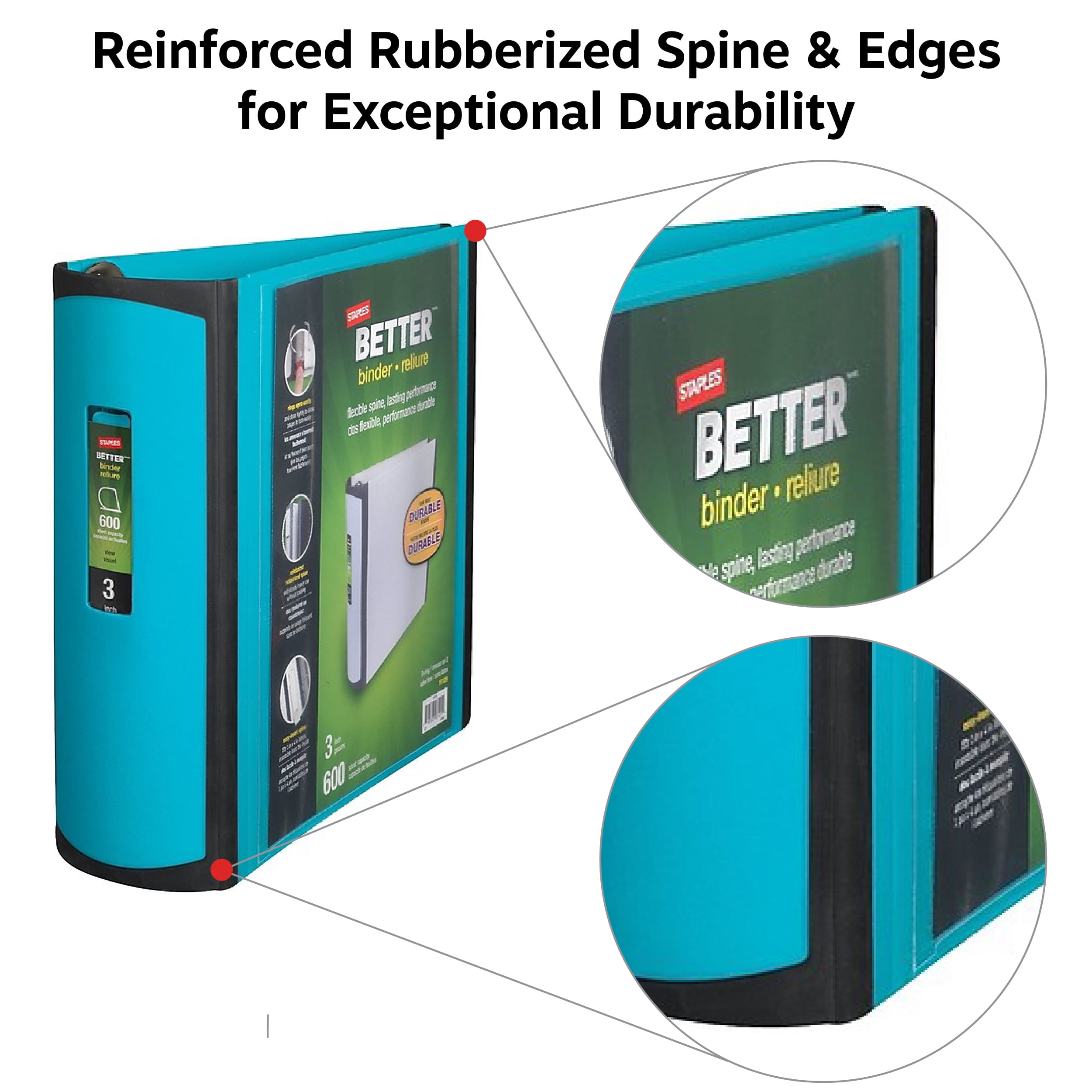 Staples Better 3-Inch D 3-Ring View Binder Dark Teal 22171-US 399962
