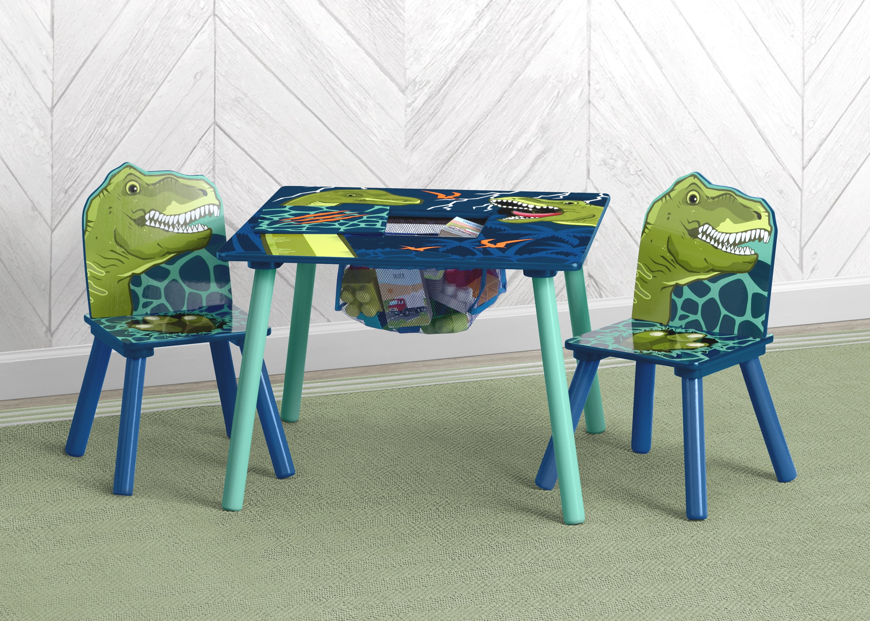 Delta Children Dinosaur Table and Chair Set With Storage 2 Chairs