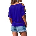 thumbnail image 3 of Qarigey Camisa de manga corta con cuello y correa para el hombro para mujer Prendas para la parte del cuerpo Color azul SG, 3 of 4