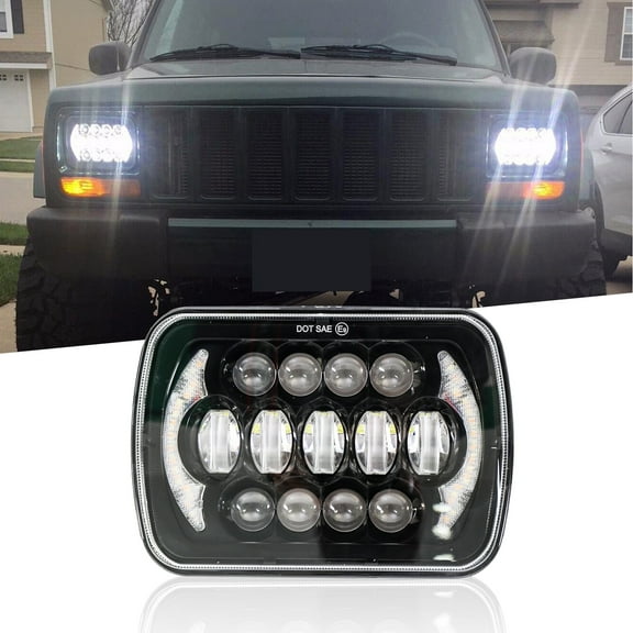 LX-LIGHT (Pair 5''x7'' 6''x7'' High Low Beam Led Headlights Compatible with Jeep Wrangler YJ Cherokee XJ H6054 H5054 H6054LL 69822 6052 6053 with Angel Eyes DRL (Black 130w)