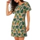 thumbnail image 2 of Balery Pineapples Palm Leaves Camisón de manga corta con cuello redondo para mujer, cómodo y elegante., 2 of 6