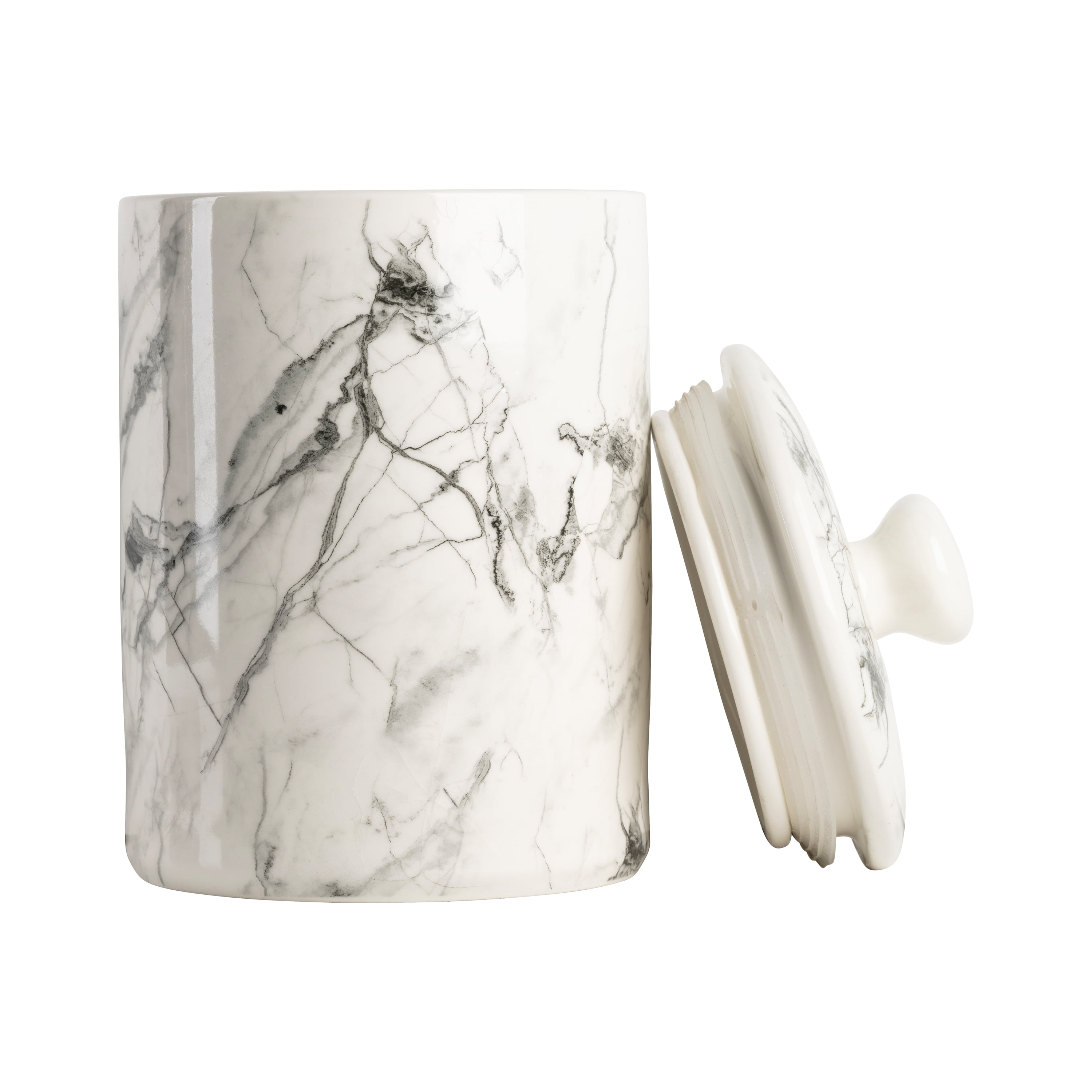 10 Strawberry Street Marble 3 Piece Food Storage Canister Set, White/Black, 24-Ounce, 38-Ounce, 72-Ounce