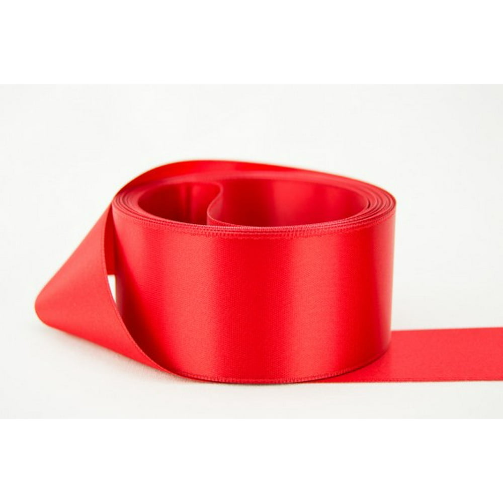 Ribbon Bazaar Double Faced Satin 11/2 inch Red 50 yards 100 Polyester