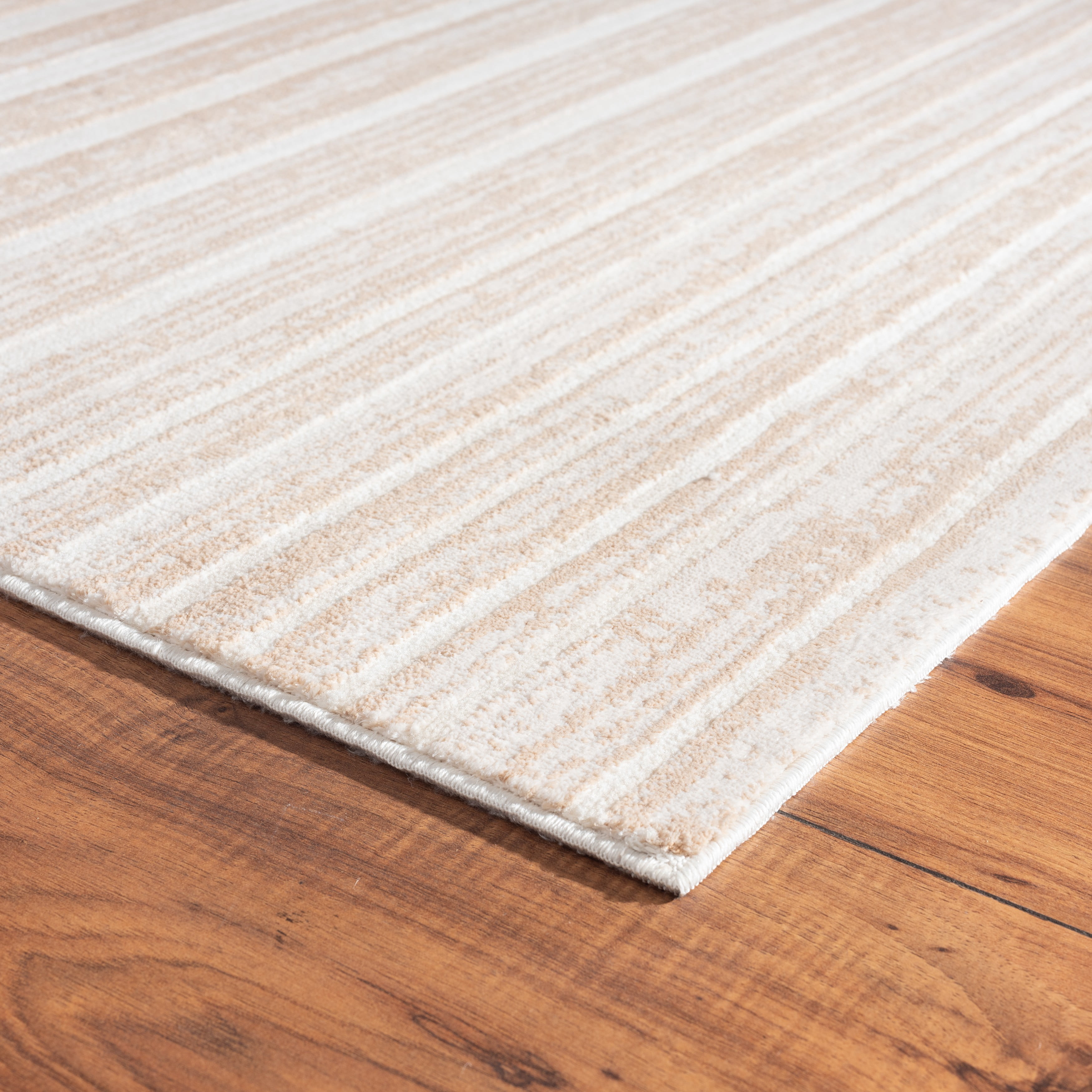 LR Home Imara Hany Cream/Beige Transitional Striped Polyester Area Rug, 9'6" x 13'