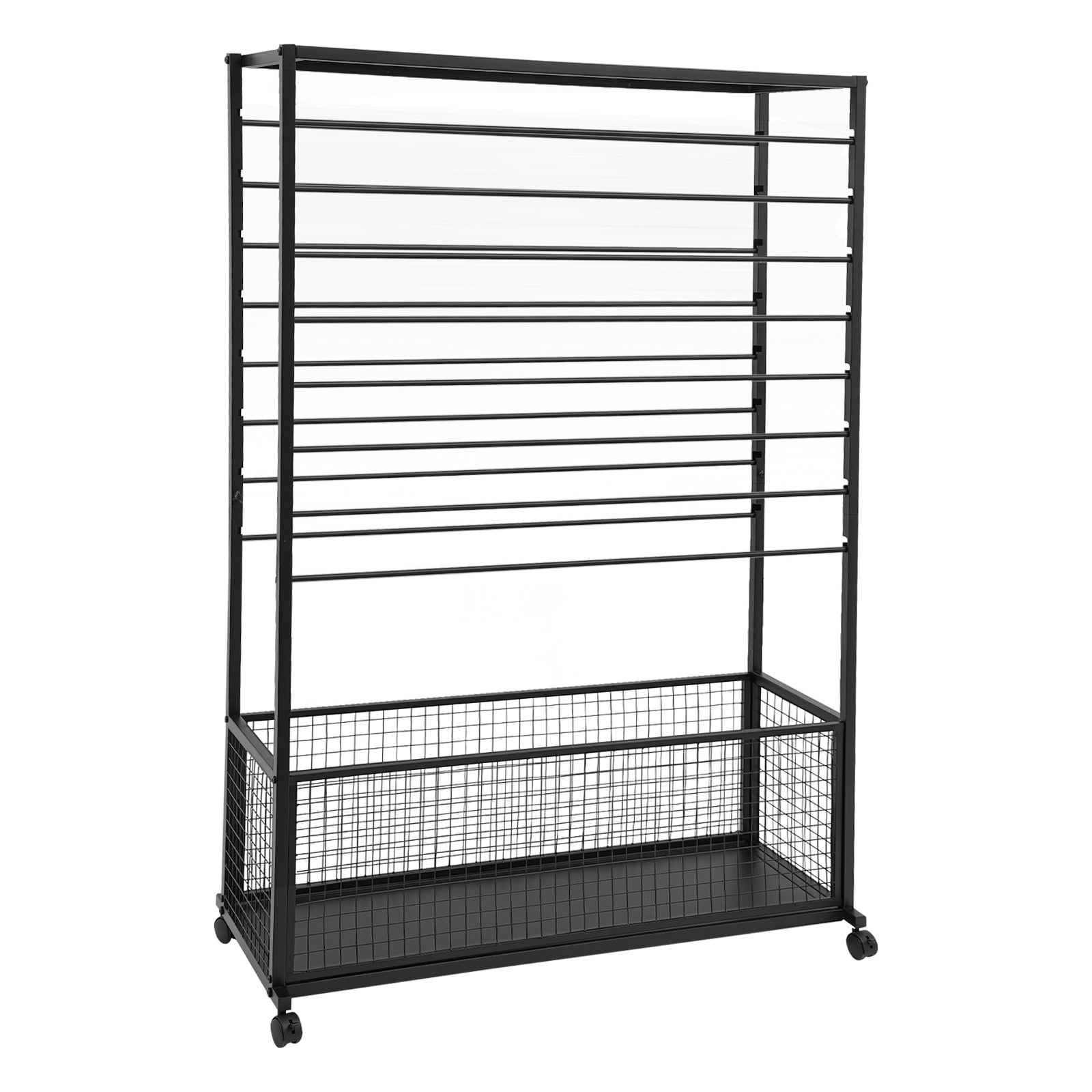 Double-Sided 16 Tier Ribbon Rack, Ribbon Holder, Storage Shelf For Ribbon,Wrapping Paper (39.37*12.6*59.06in)-Black