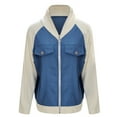 thumbnail image 4 of Liquidation de Chemises pour Femmes Chemise Mélangée pour Femmes Veste en Denim à Manches Longues pour Femmes Chemise en Denim Élégante et Décontractée à Fermeture Éclair Patchwork à Blocs de Couleur Haut, 4 of 5