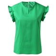 thumbnail image 6 of Jxximdong Tshirts for Women Women Sleeveless Summer Tops Folds O Neck Slim Fit Work Athletic Shirts Casual Blouse Green Summer Tops M, 6 of 9