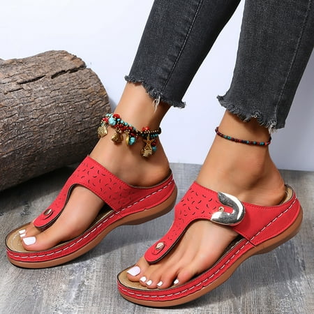 CHOII Clearance Men Summer Flip Flop Beach Slipper Comfortable T-Strap Open Toe Slipper Simple  Strong and Durable Comfortable Shoes With Ergonomic Soles Thong Sandals Brown/8