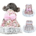 thumbnail image 4 of Dog Skirt Lace Edge Bowknot Belt Silky Pet Princess Dress Spring Summer Pet Birthday Party Costume for Small Medium Dogs Cats, 4 of 8