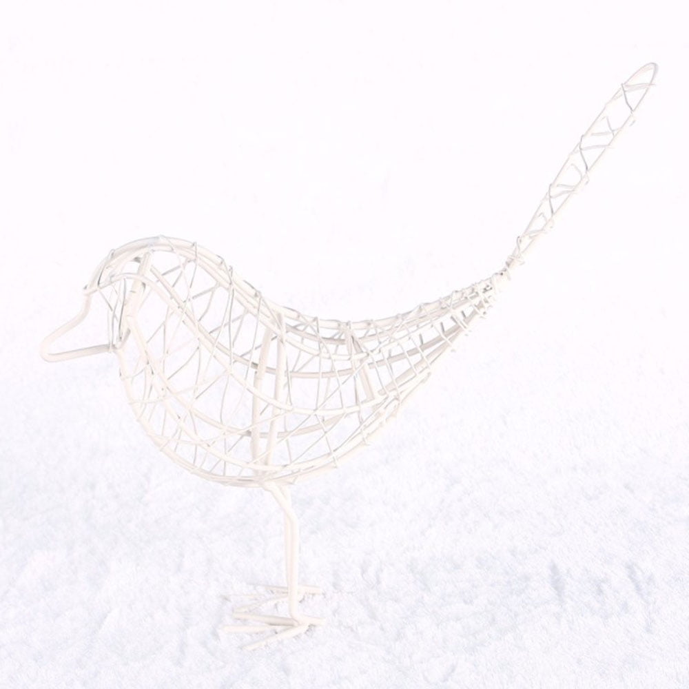 Wrought Iron Bird Figurine Ornaments,Hollow Out Bird Statue Gift for