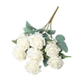 thumbnail image 2 of Decoración Del Hogar Ramo de 7 rosas artificiales realistas con tallos para centros de mesa de boda y decoración del hogar (blanco, 1 pieza) Rkxzt, 2 of 9