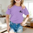thumbnail image 2 of XEGLSBU Girls Shirts Size 8 Cotton Girls Summer Graphic Tee for Wear – Lightweight Short Sleeve Top with Printed for Kids Purple Size 5-6 Years, 2 of 3