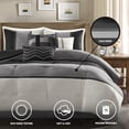 thumbnail image 3 of Madison Park Queen Size 7 Piece Faux Suede Comforter Set Black,Bed in a Bag,All Season Bed Set,Cozy and Lightweight, 3 of 14