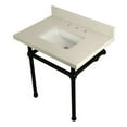 thumbnail image 2 of Kingston Brass KVPB3030WQBSQ1 Templeton 30" x 22" White Quartz Console Sink with Brass Feet, White Quartz/Polished Chrome, 2 of 6