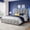 Gray, variant on Upholstered Bed Frame with Headboard King Size Bed Frame with LED Lights & Storage & Charging Station,Gray