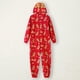 thumbnail image 4 of Pijama de polar grueso rojo de manga larga con capucha y astas en 3D con estampado de ciervos para toda la familia a juego para Navidad, 4 of 5