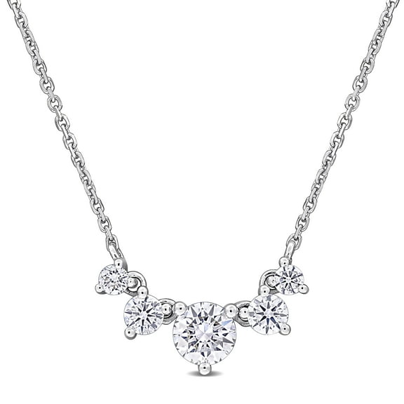 Created Forever Women's 5/8 CT Lab Created Diamond 14K White Gold 5-Stone Necklace (G-H, VS1-VS2)