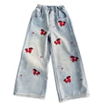 thumbnail image 6 of BOOMNY Girls Baggy Jeans Wide Leg Jeans for Girl Trendy Butterfly Embroidery Elastic Waist Lightweight Loose Fit Soft Denim Pants With Pocket, 6 of 9