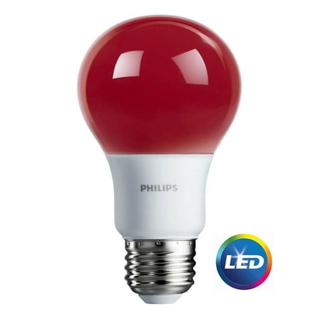 Philips LED Light Bulb, A19, Red, 60 WE