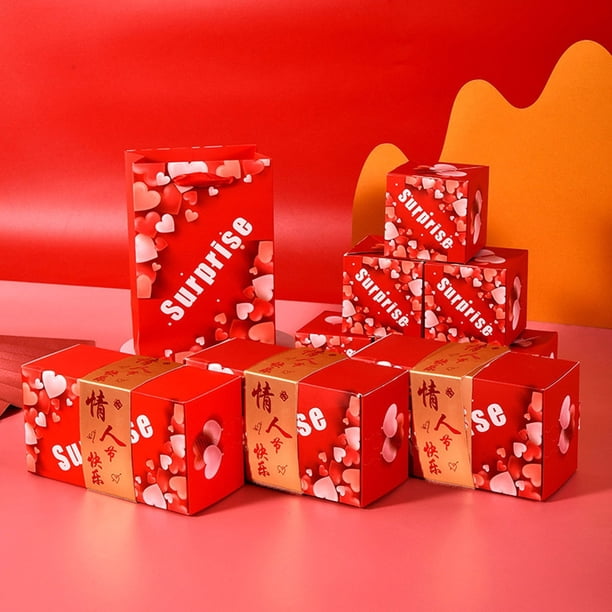 Caja Sorpresa Plegable para El Día de San Valentín, Regalo de Cumpleaños Rojo Tanabata 520 para Enviar a Tu Novia.