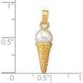 thumbnail image 4 of 14K Satin Polished 3D White Bead Ice Cream Cone Pendant Yellow Gold Material Luxe Stunning Unique Ideal for collectors and jewelry lovers, 4 of 5