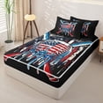 thumbnail image 2 of Homewish Black USA Flag Baseball Zipper Full Size Comforter Sets with Fitted Sheet and 2 Pillowcases, Drip Sport Zipper Bedding Set for Men and Boys, Black Reversible, 4-Piece, 2 of 6