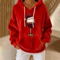 thumbnail image 7 of Xuniizn Christmas Sweatshirts for Women, Santa Print Long Sleeve Drawstring Front Pocket Double Velvet Oversized Hooded Tops, Soft Comfortable Warm Holiday Casual Hoodies, 7 of 7
