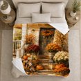 thumbnail image 5 of Autumn Porch Harvest Display Pumpkin Wreath, Cozy Friendship Quote Scene, Warm Flannel Blanket for Living Room and Reading Nook, Art Lovers Thanksgiving Gift, Artistic Home Decor, 5 of 9