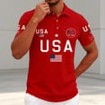 thumbnail image 2 of FASHOFT 250 Anniversary USA Shirt Men 4th of July Polo Shirts Moisture Wicking Patriotic Golf Polos Red XXXXL, 2 of 5