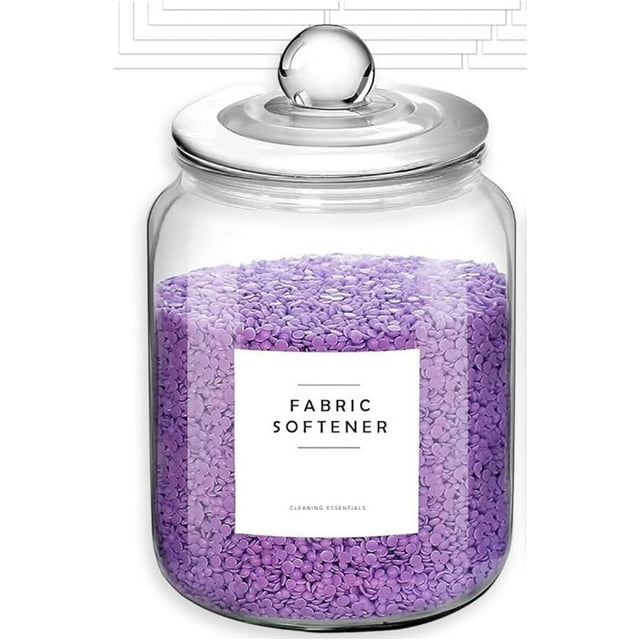 Glass Jars for Laundry Room Organization, 0.8 Gallon Glass Containers with Lids, Perfect for Dryer Sheets, Laundry Pods, Scent Boosters, and more - Convenient Laundry Room Storage Solution (1 Pack)