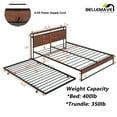 thumbnail image 3 of Bellemave Queen Platform Bed Frame with Twin Size Trundle, Usb Ports and Storage Shelf, Metal Queen Bed Frame with Headboard, Noise-Free, No Box Spring Needed(Black), 3 of 11