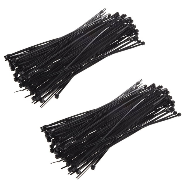 Bridas de plástico para cables de 8 pulgadas (paquete de 200, negras)