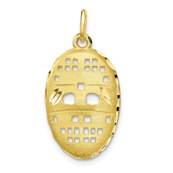10k Yellow Gold Hockey Mask Charm - 1.5 Grams - Measures 22.5x16mm Wide