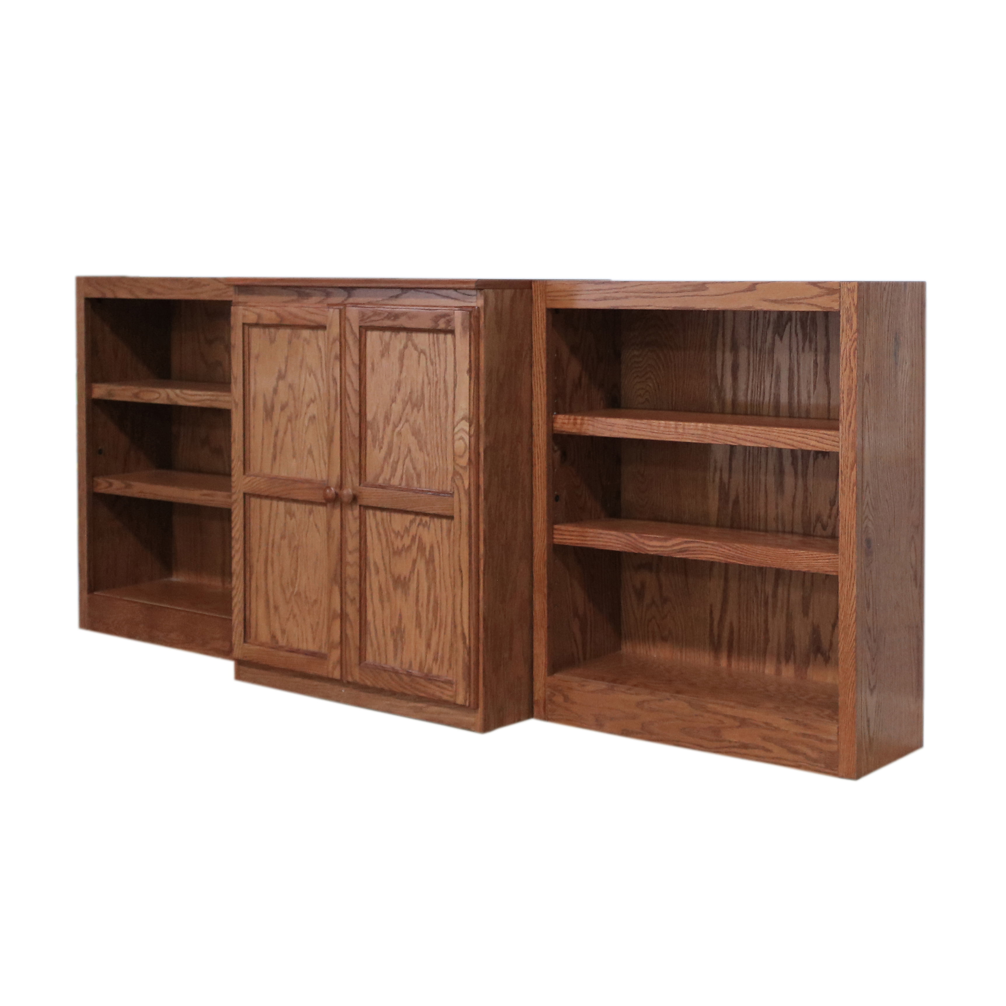 Wood 8 Shelf Bookcase Wall With Doors, 36 Wide Bookcase With Doors