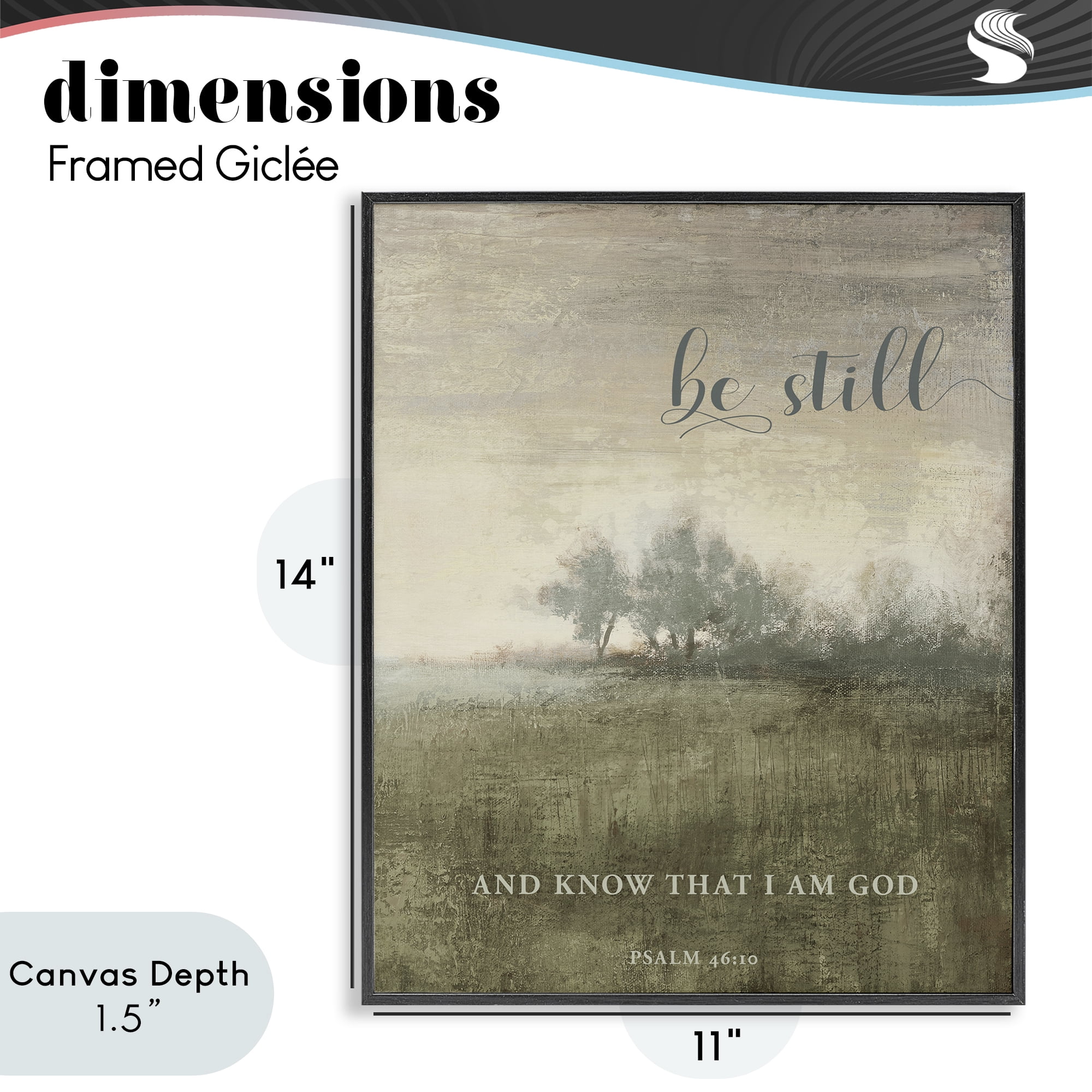 Stupell Industries Be Still Psalm 46:10 Black Framed Giclee Art, design by Michael Marcon