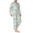 thumbnail image 2 of KLL Honey Bees And Flowers Sleepwear Mens Flannel Pajamas,Long Cotton Pj Set, 2 of 7