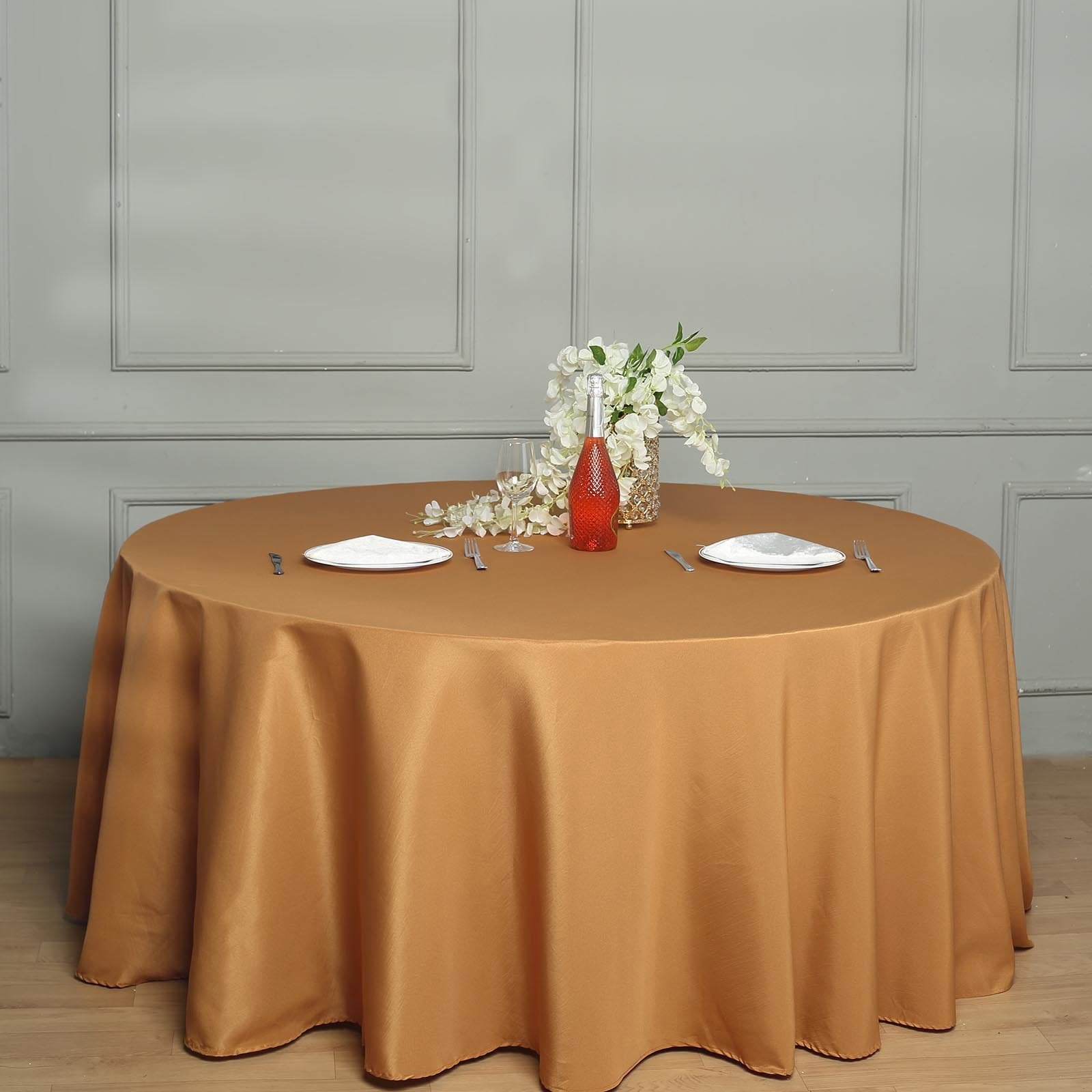 Efavormart 132" Round Polyester Tablecloth for Kitchen Dining Catering