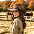 thumbnail image 2 of Classic Cowboy Hat Western Headwear Outdoor Riding Beach, B-Coffee, 2 of 5