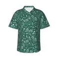 thumbnail image 2 of Xecao Green Christmas print Hawaiian shirt - a stylish short-sleeve button-down for men, perfect for casual beach and tropical outings., 2 of 9