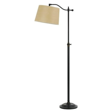 100 Watt Metal Down Bride Floor lamp with Fabric Tapered Drum Shade, Black- Saltoro Sherpi