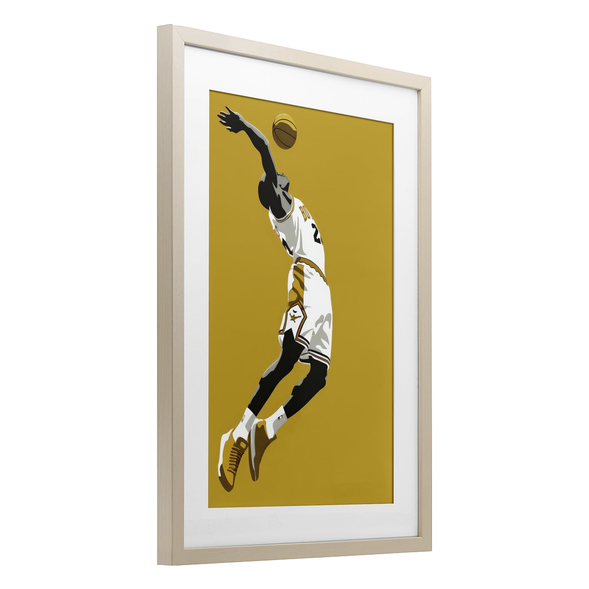 Stupell Industries Iconic Basketball Dunk Birch Framed Print Under Glass, design by Ray Powers