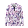 thumbnail image 2 of Uorisanigo Purple Butterfly Women's Dry-Fit Golf Polo Shirts with Quarter Zip Fashionable Relaxed Athletic Polo Workout Tops for Women Versatile Athletic Tops, 2 of 7