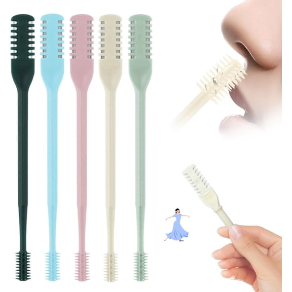 2 in 1 Nasal Hair Cutter, 2024 Upgraded Double Sided Nose Hair Knife, 360° Rotating Portable Manual Nose Hair Trimmer with Ear Picker, Nose Hair Remover Travel Essentials (5 Pcs)