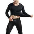 thumbnail image 2 of dzxyzu Long Johns Underwear for Men Solid Casual Base Layers Set Round Neck Ice Silk Mesh Breathable Keep Warm Underwear Suit -Black, 2 of 4