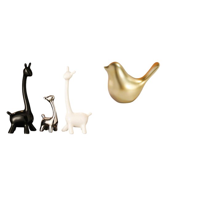 Estatua De Jirafa Y Pájaro Dorado De Cerámica Moderna, Centro De Mesa Creativo Para Oficina, Escritorio, Estantería, Dormitorio, Sala De Estar, Decoración Del Hogar, Adorno