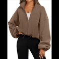 thumbnail image 2 of Chaquetas de Forro para Mujer, Sudaderas Extragrandes con Cremallera, Ropa de Invierno, Conjuntos de Larga y Corte Corto para Otoño. Color Caramelo S, 2 of 9
