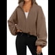 thumbnail image 2 of Chaquetas de Forro para Mujer, Sudaderas Extragrandes con Cremallera, Ropa de Invierno, Conjuntos de Larga y Corte Corto para Otoño. Color Caramelo XL, 2 of 9