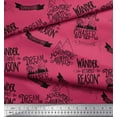 thumbnail image 2 of Soimoi Pink Rayon Fabric Dream Chaser Text Printed Craft Fabric by the Yard 56 Inch Wide, 2 of 3