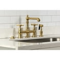 thumbnail image 4 of Kingston Brass KS7277BEXBS Essex Two-Handle 4-Hole Deck Mount Bridge Kitchen Faucet with Brass Side Sprayer in Brushed Brass, 4 of 8