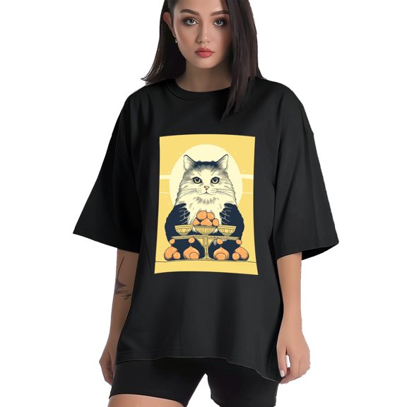 Plus Size Shirt for Women Black Tops for Women Short Sleeves Shirt for Women Cat1 T Shirt Crewneck Shirt for Women XS